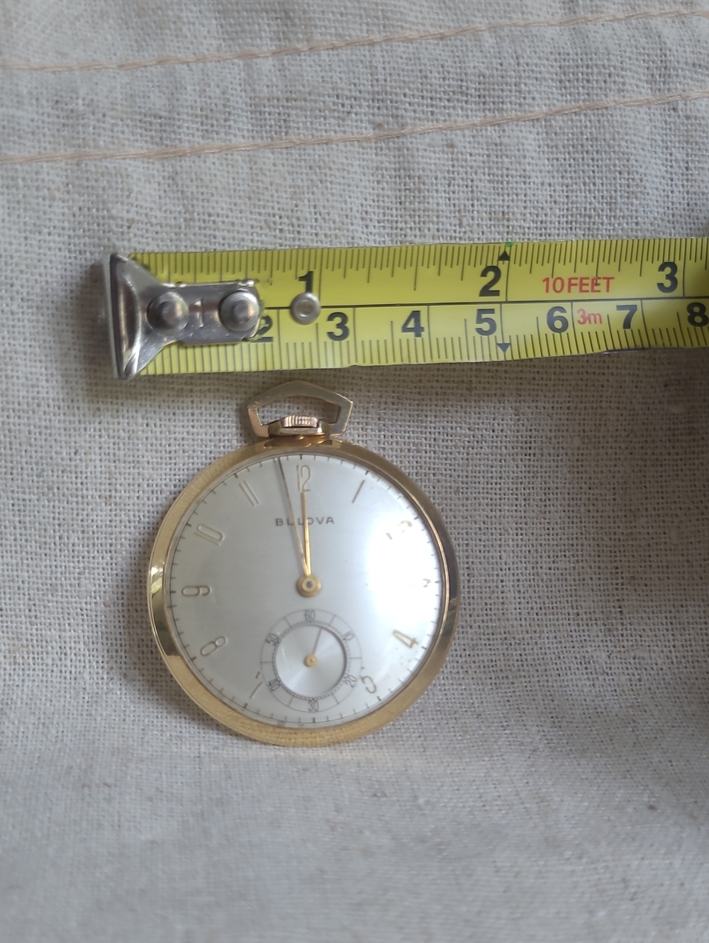 Vintage Bulova Goldplated Pocket Watch with Subdial - Picture 2 of 3